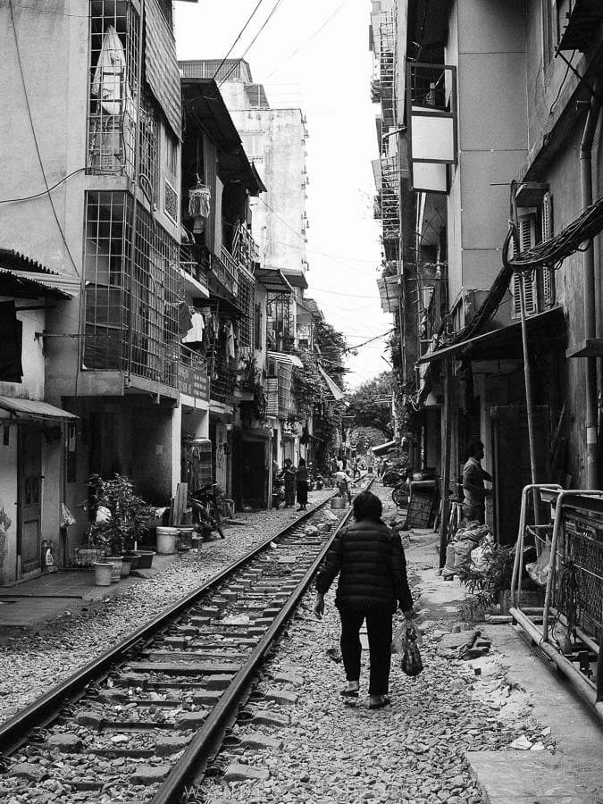 Train street in Hanoi Old Quarter.