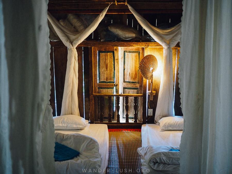 A guest bedroom at Uncle Ty's Farmstay, a homestay near Hanoi, Vietnam.