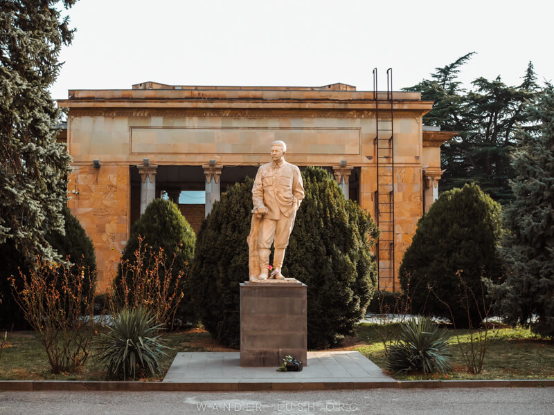 A statue of Stalin in the yard of the Stalin Museum in Gori, Georgia.