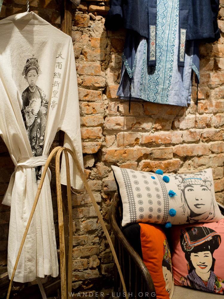 Printed cushion covers and other beautiful Hanoi souvenirs at Collective Memory, the best gift shop in Hanoi, Vietnam.
