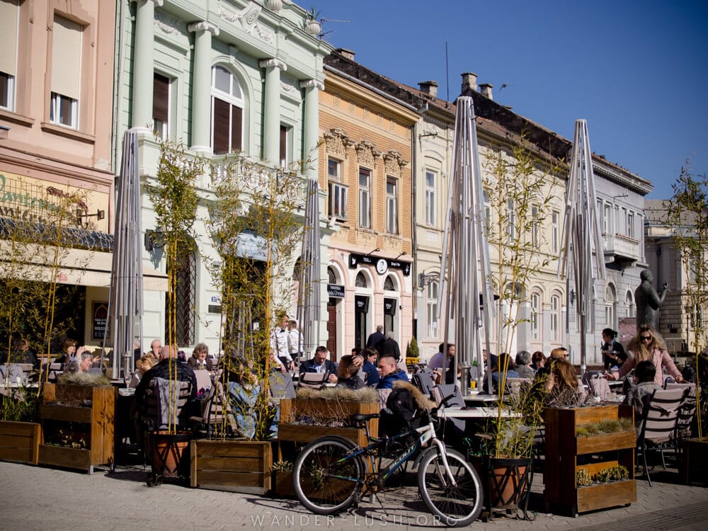 Cafes on the main street, one of the best things to do in Novi Sad, Serbia.