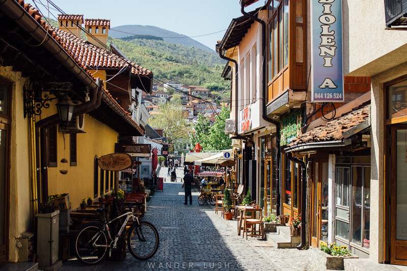 A quiet street in Prizren, Kosovo.