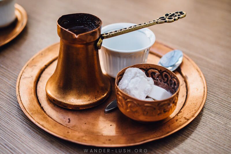 A traditional coffee set in Sarajevo | A Sarajevo food tour gives a perfect introduction to the city's culture and history. Here's what to expect from a food tour with local company, Balkantina.