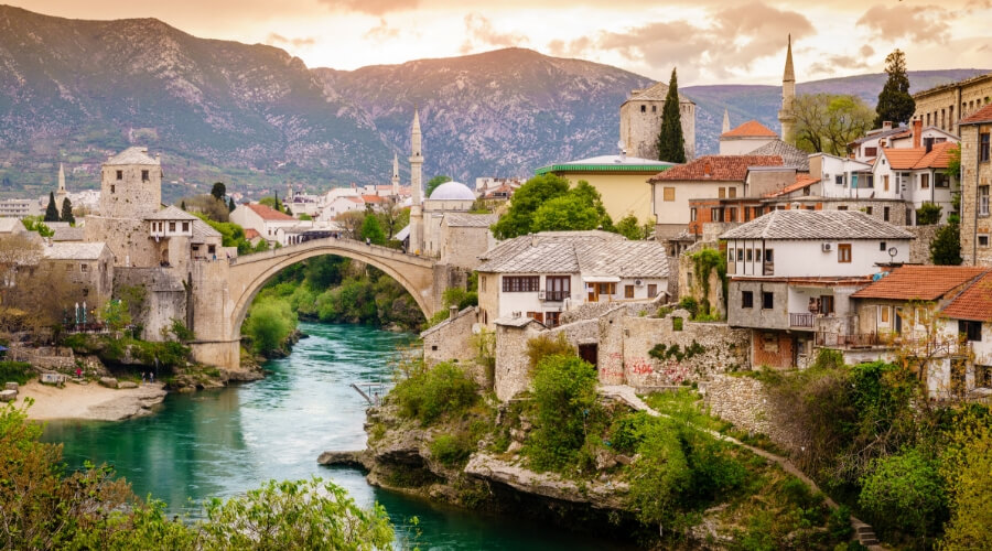 The stone bridge in Mostar, Bosnia.