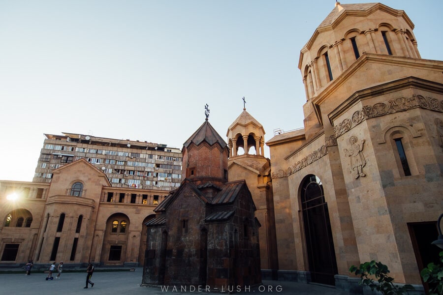 Yerevan's oldest church, Kathoghike, at sunset.