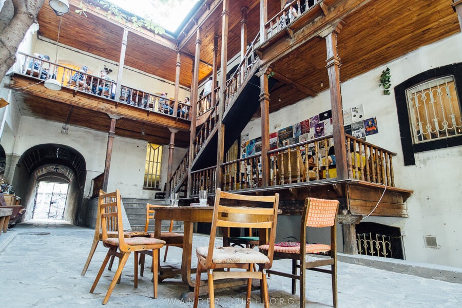 Mirzoyan Library, a cool courtyard cafe and bar in Yerevan, Armenia.