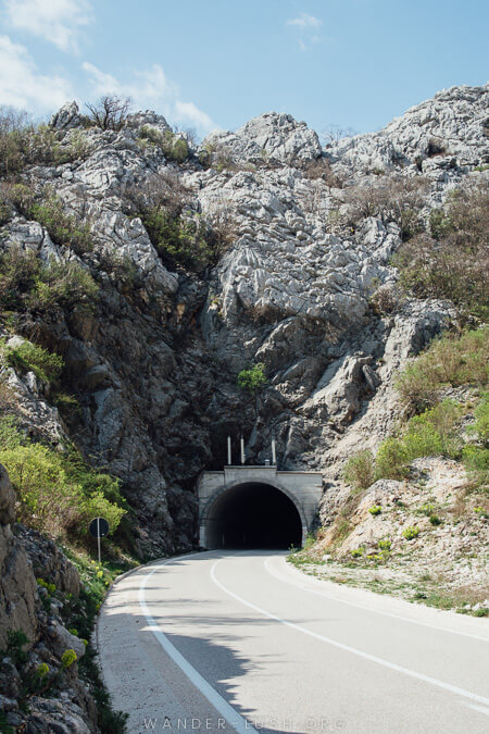 A long tunnel seen when driving in Montenegro.