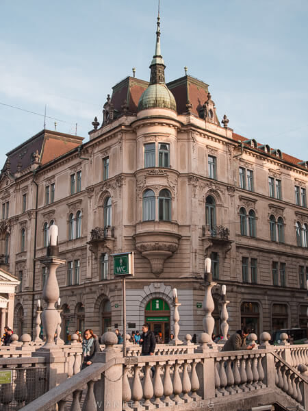 A classical facade in Ljubljana, Slovenia.