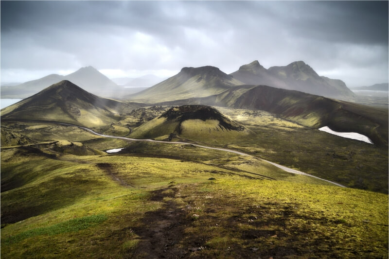 Iceland's velvety mountains.