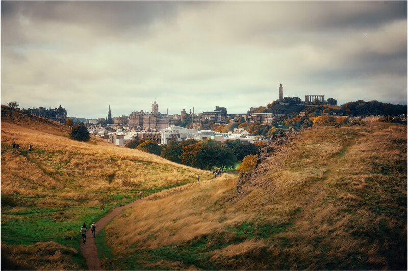 View of Edinburgh city from the hike to Arthur's Seat.