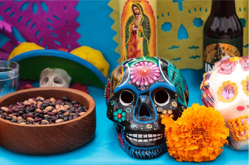 A traditional offering for Day of the Dead in Mexico.