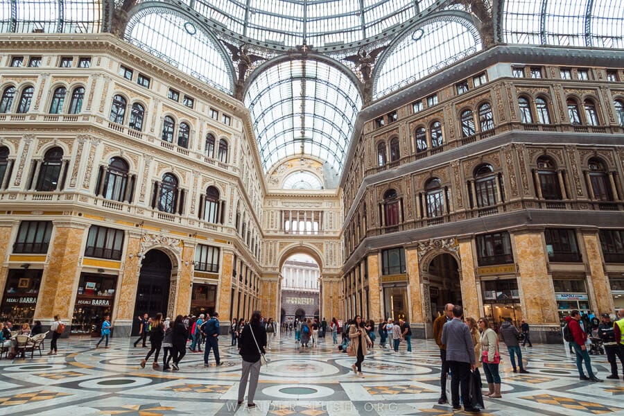 A beautiful building in Naples, Galleria Umberto I, with a glass dome.