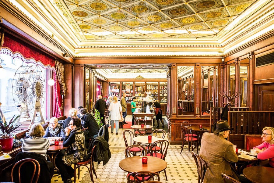 The richly decorated interior of Tallinn's Cafe Maiasmokk.