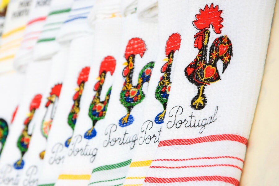 Traditional Portuguese embroidery on white cloth.