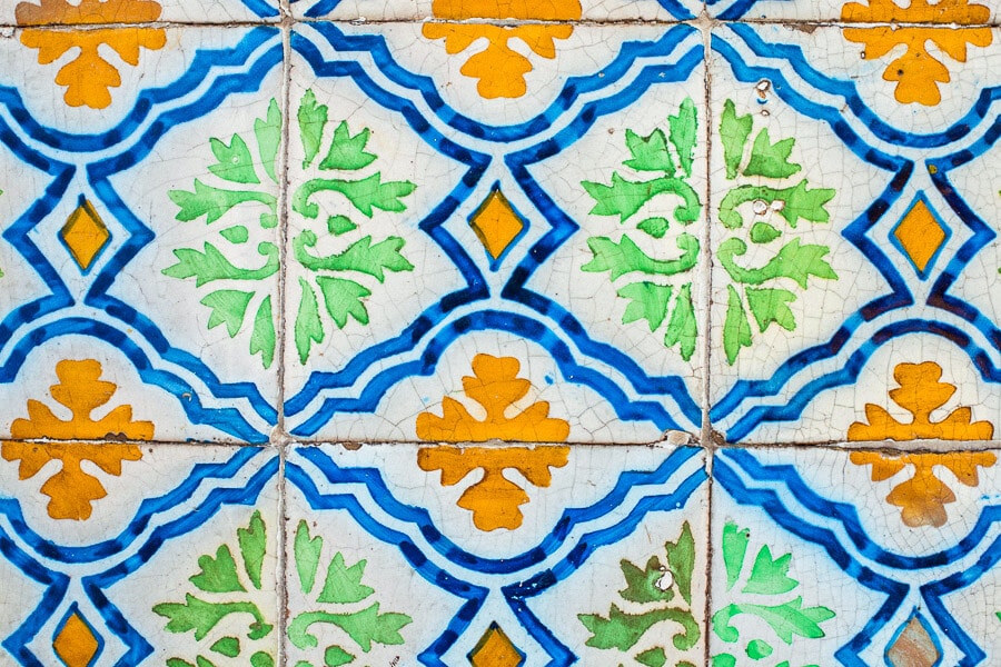 Colourful azulejos, Portuguese painted tiles.