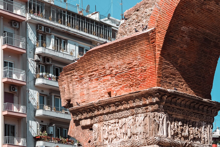 Details on the brick archway in Thessaloniki.