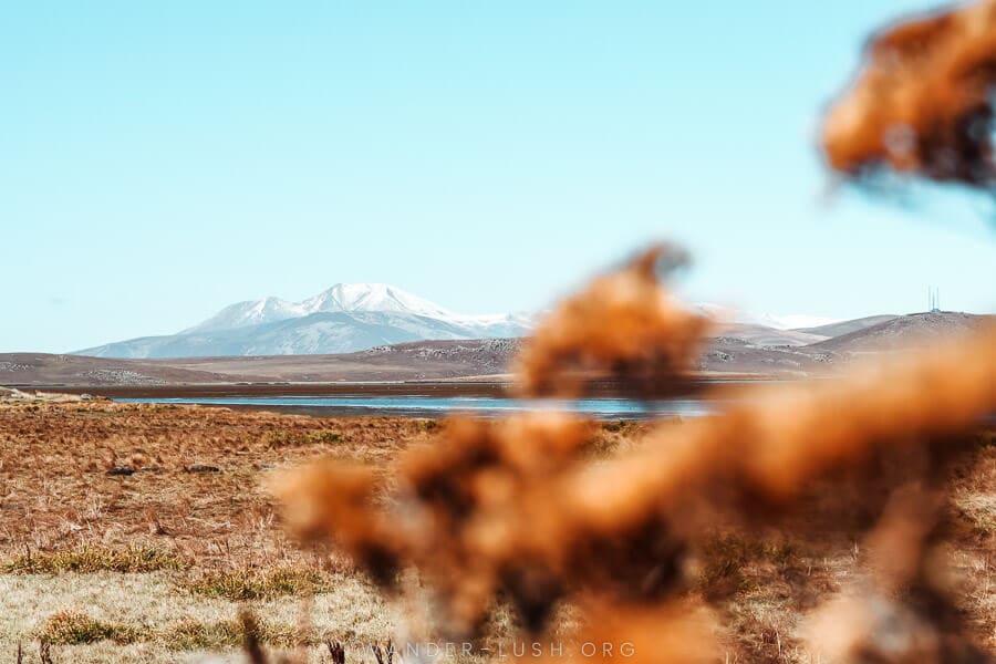 Fall colours at an alpine lake in Georgia's Javakheti Protected Areas.