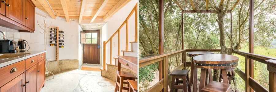 The interior of a restored windmill Airbnb in Lisbon, Portugal.