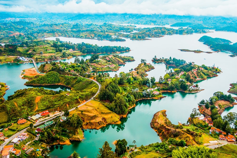 Guatape, Colombia - a beautiful landscape of lakes and islands.