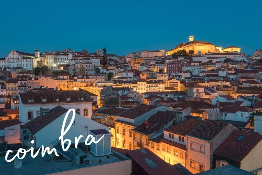 The city of Coimbra at night.