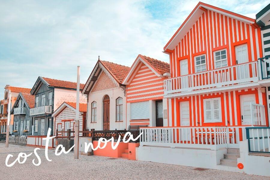 Candy-striped houses on Portugal's Costa Nova.