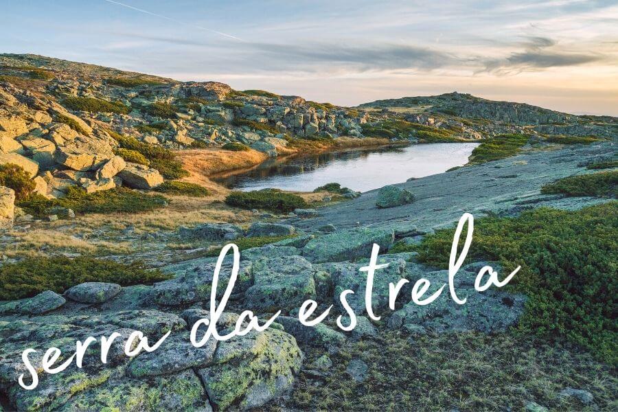 A river surrounded by mossy rocks in Serra de Estrala Nature Park.