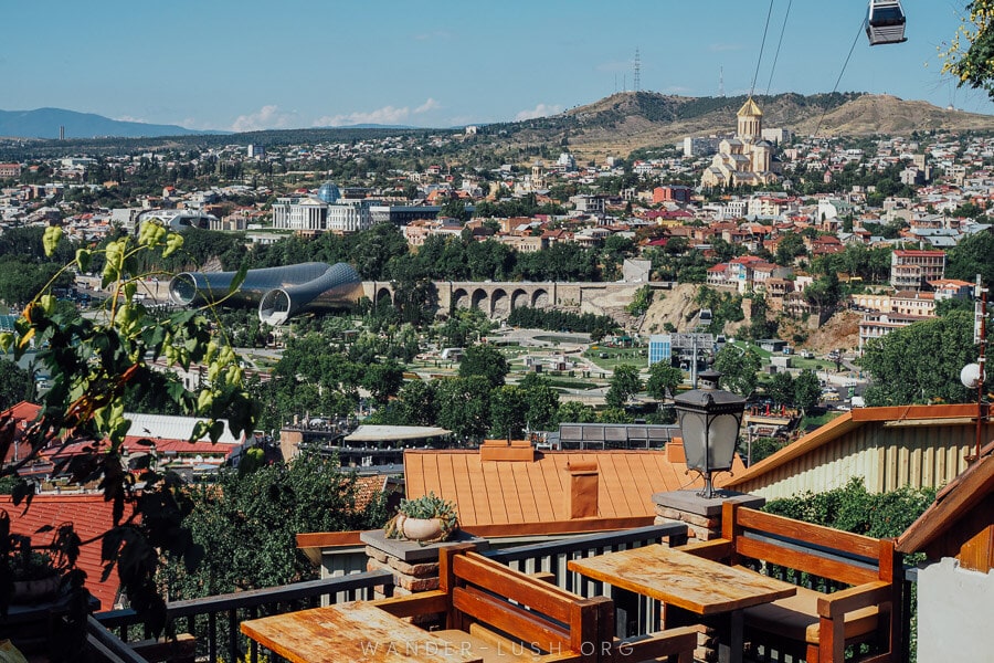 Tbilisi viewed from a hilltop cafe.