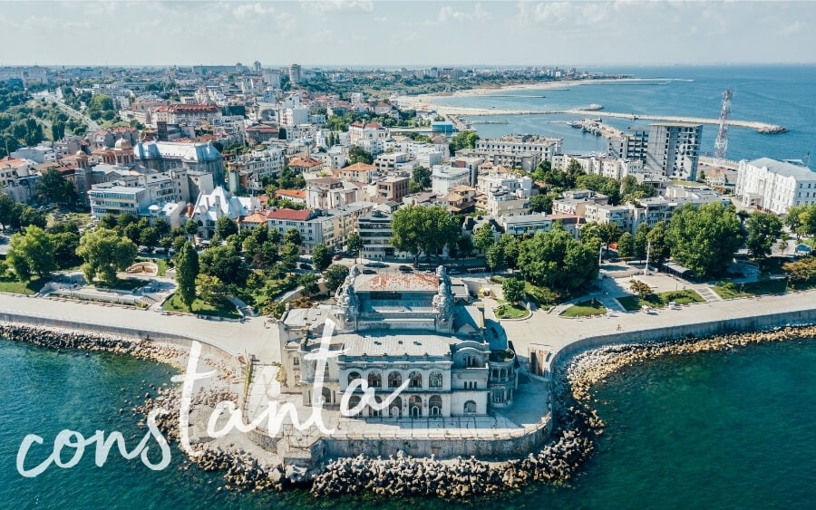 Aerial view of Constanta, a city on Romania's Black Sea Coast.