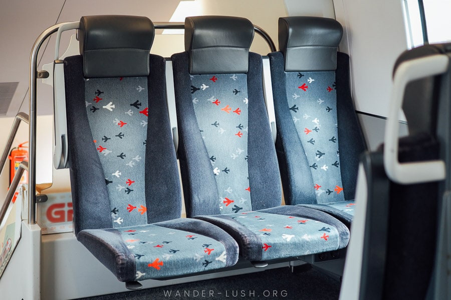 Seats in second class on the Tbilisi Batumi train.