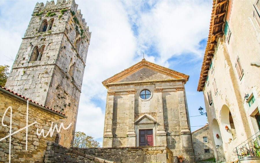 Stone buildings in Hum, the smallest town in Croatia.