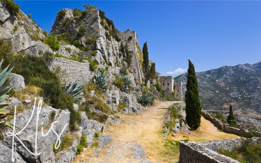 Klis fortress, a stone fortification above Dubrovnik in Croatia.