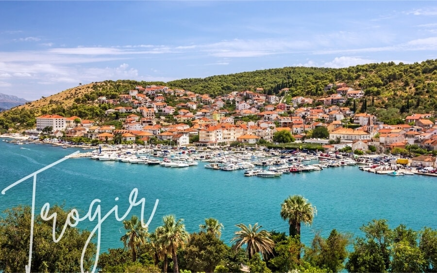 Boats dock in the harbour at Trogir, Croatia.