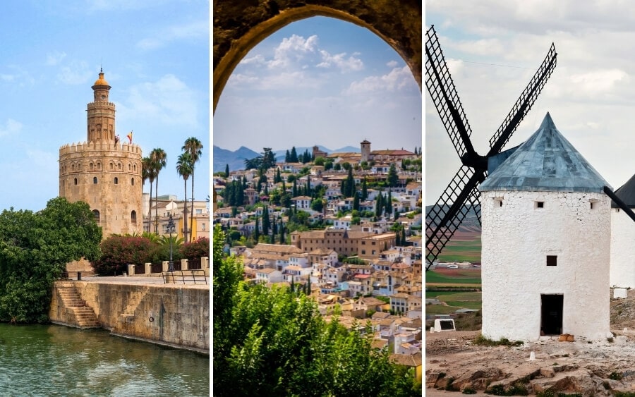 Three cities in Southern Spain.