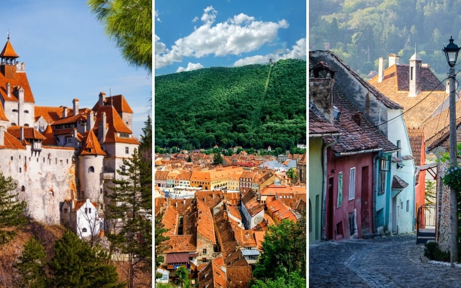 Colourful houses in Transylvania, Romania.