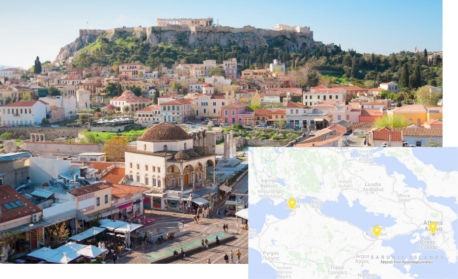 Old town Athens, the perfect place to start a Greece road trip.