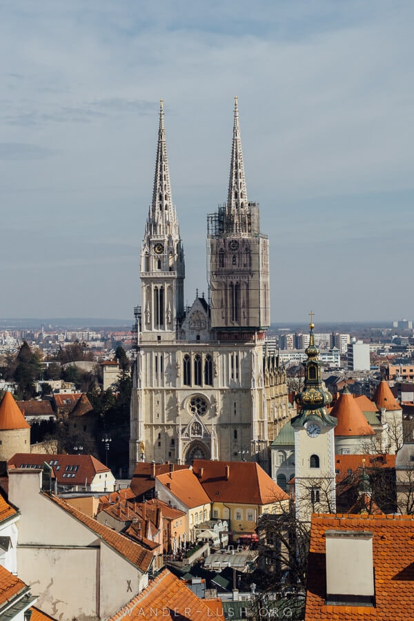The spires of the Zagreb Cathedral.