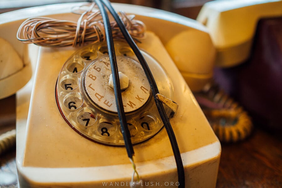 An old telephone at the museum at Tskaltubo Spa Resort, restored sanatorium in Tskaltubo.