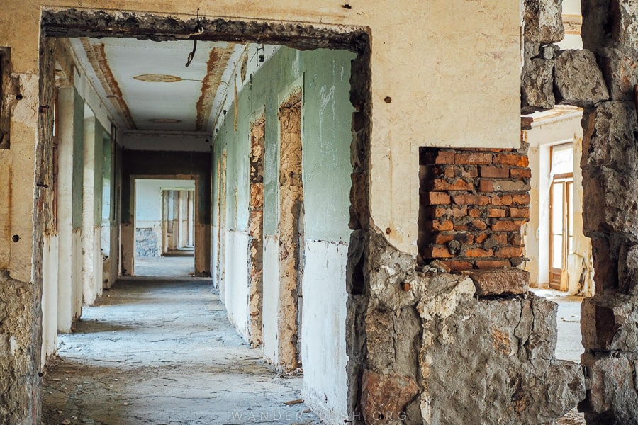 Ruined rooms inside Sanatorium Shakhtiori.