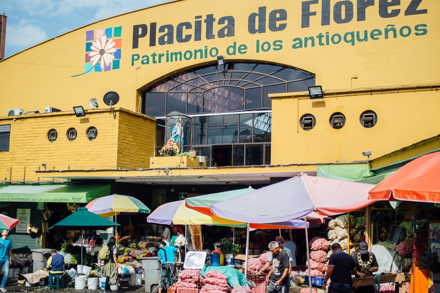 The Placita de Florez flower market in Medellin.