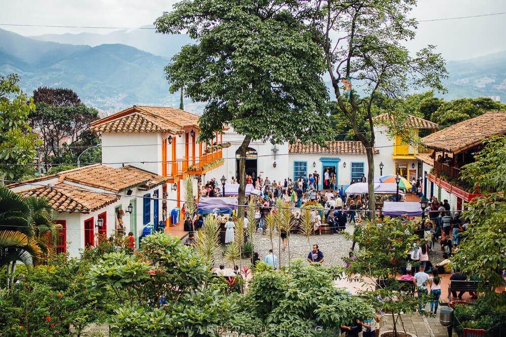 Colourful houses at Pueblito Paisa in Medellin.