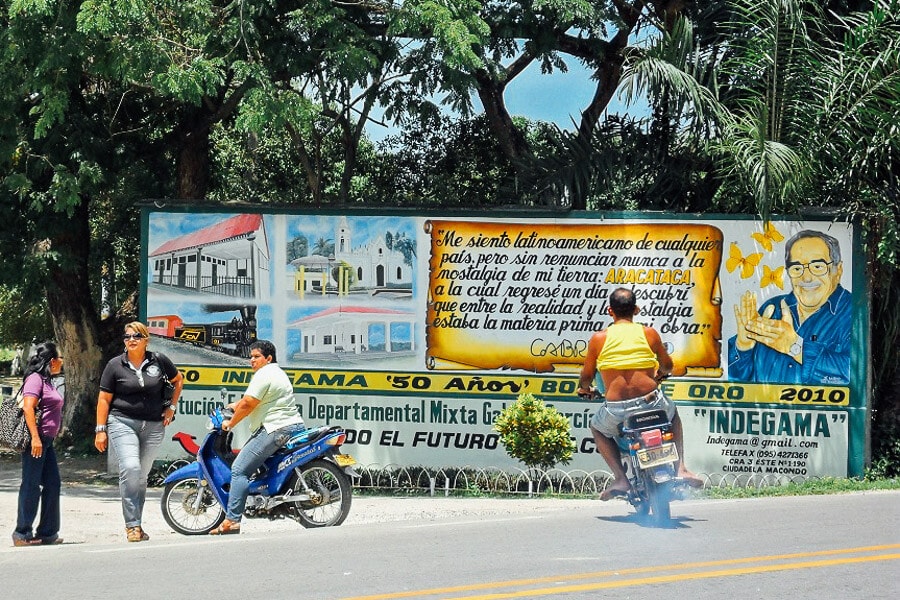 A Gabriel Garcia Marquez mural in Aracataca, Colombia.