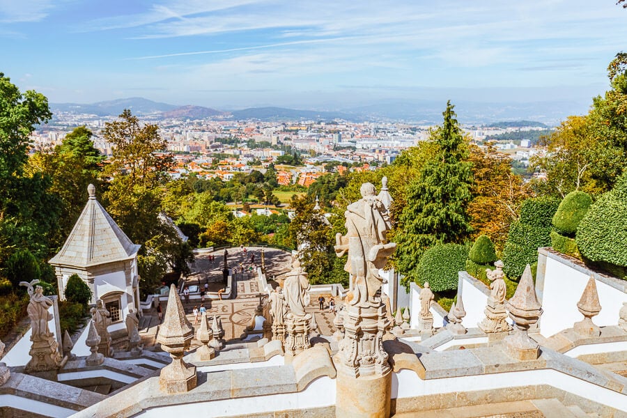 Looking down over the rooftops of Braga city from the Sanctuary of Bom Jesus do Monte.