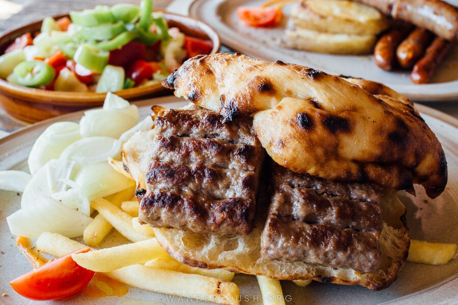 A plate of Banja Luka Cevapi at Restaurant Kazamat.