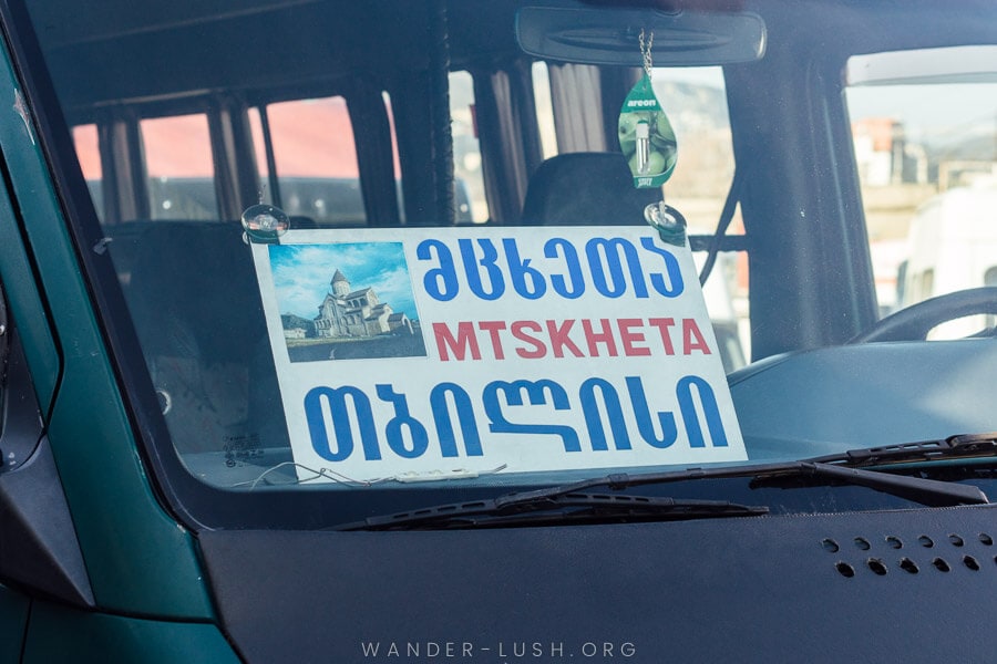 A Tbilisi Mtskheta minivan waiting for passengers at Didube Station.