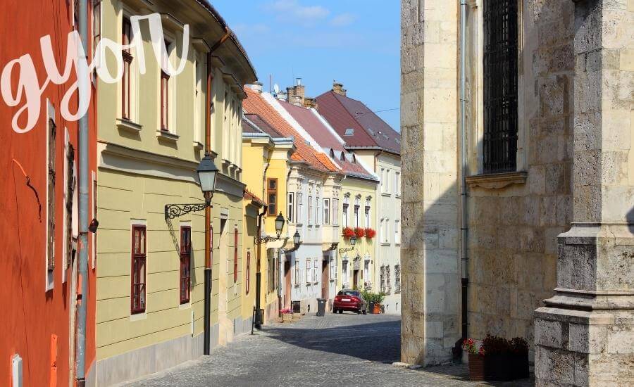 Old town in Gyor, Hungary.