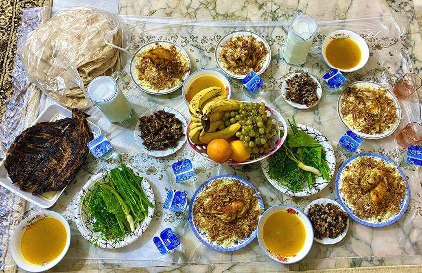 Traditional Iraqi dinner with a family in Nasiriyah in Southern part of Iraq.