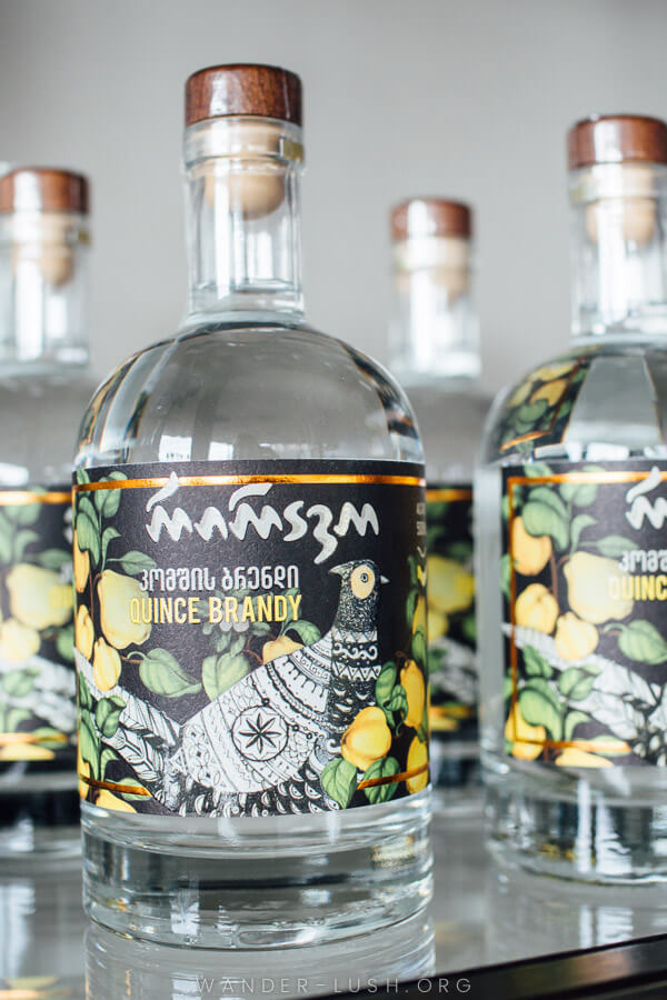 Quince brandy for sale at Republic 24 in Tbilisi.