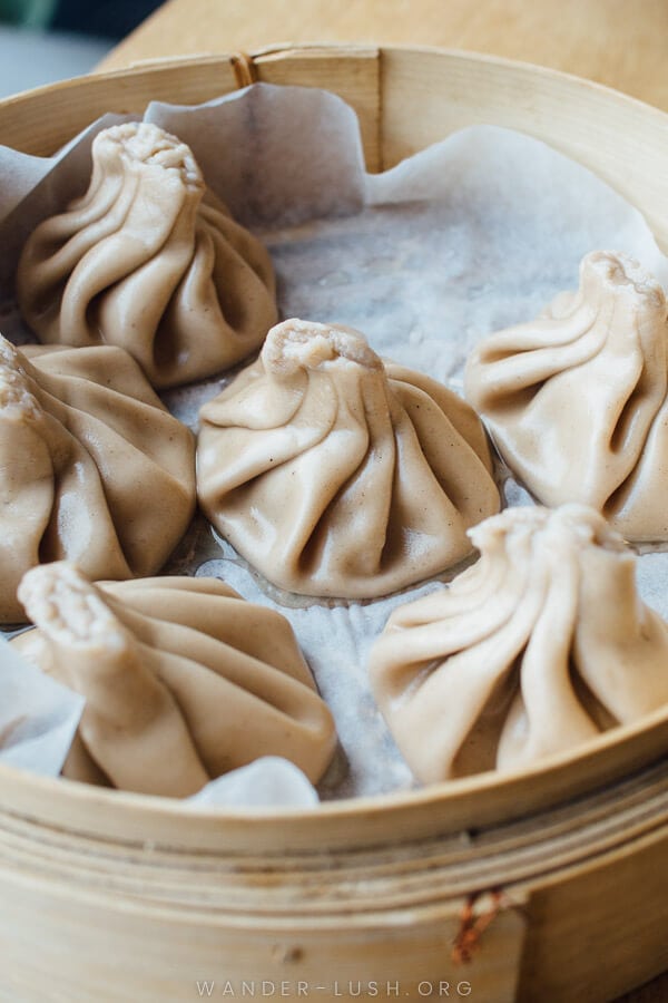 Georgian khinkali dumplings at Republic 24 restaurant in Tbilisi.