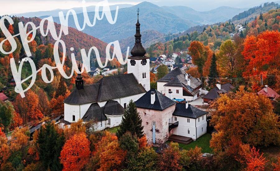 Spania Dolina, the most beautiful town in Slovakia, surrounded by autumnal foliage.