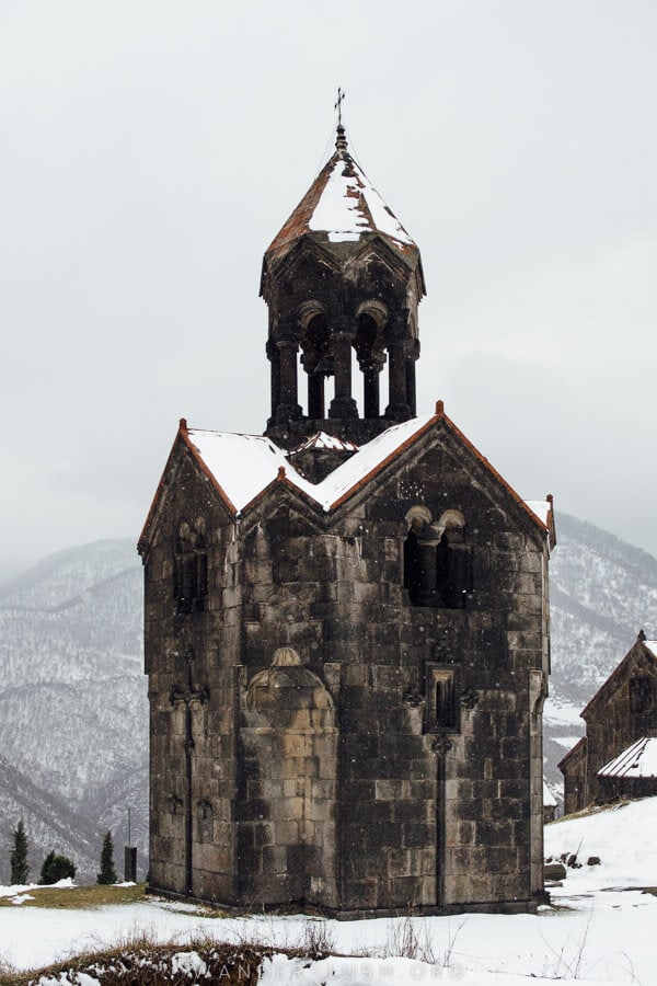 The belltower at Haghpat Monastery, an Armenian UNESCO World Heritage Site near the Georgian border.